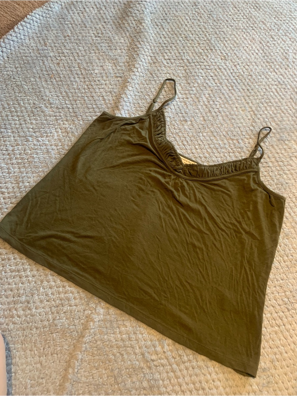 Bianca Nygard - Olive Green Spaghetti-Strap Cami with Scoop Neck